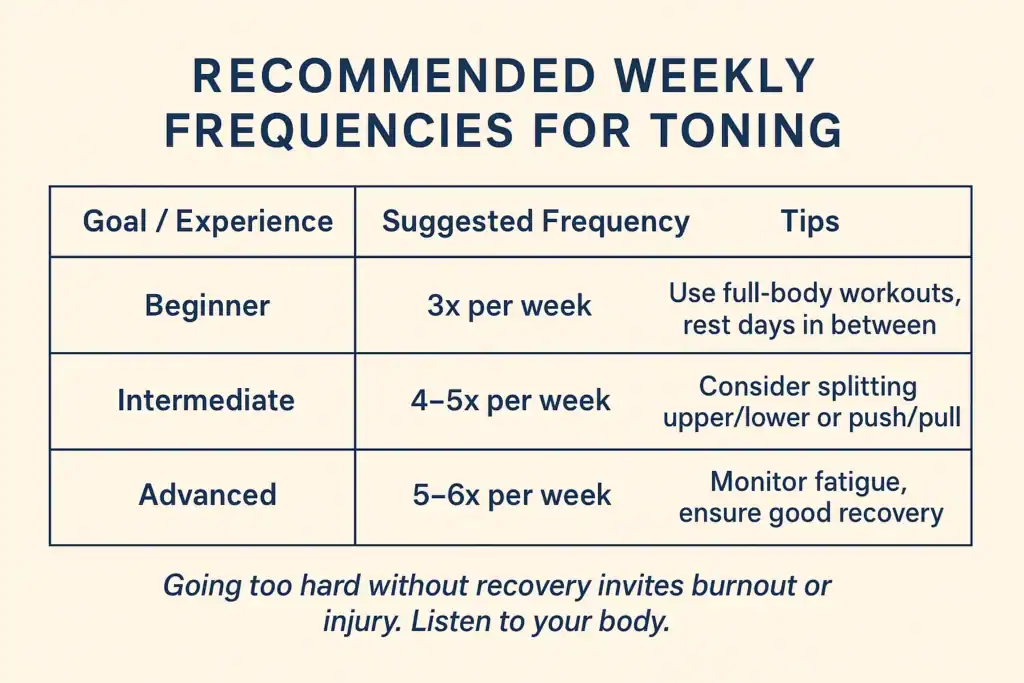 Achieving the Perfect Tone: How Often Should You Exercise for Results? 2 Graphic to show how often you should do exercise to help with toning Wealdstone